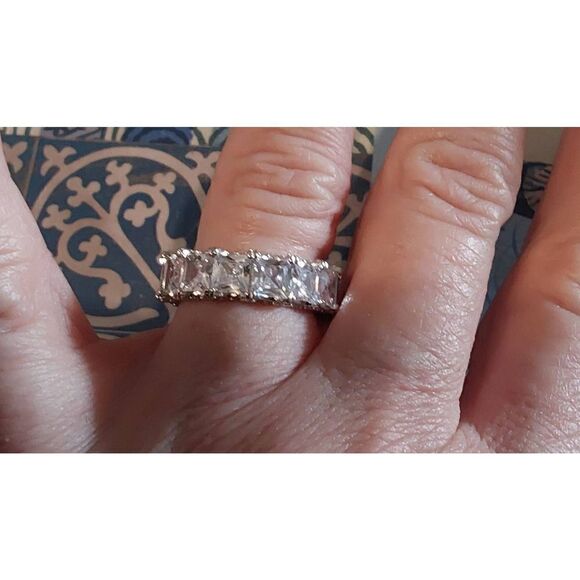 Stunning New 15.13 Princess & Round Cut Sim Diamond Eternity Band Ring Sz 8 - Picture 5 of 9